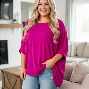 NWOT Dear Scarlett Chic Fuchsia Women's Tunic Top